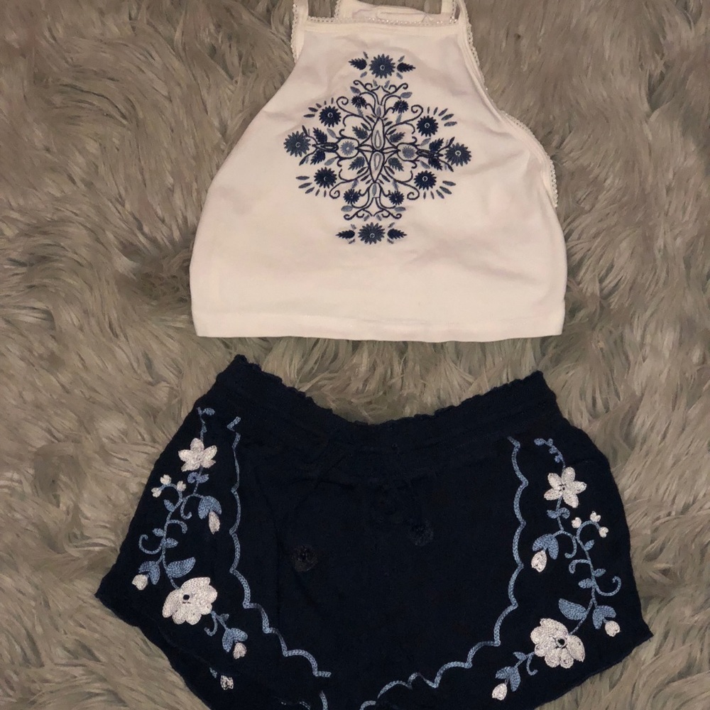 2 Piece white and blue set!